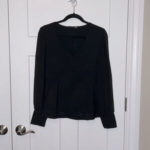 NWOT Black Tape V-Neck Sheer Sleeve Long Sleeve Top